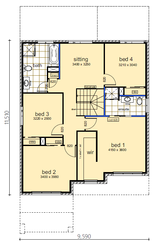 atlantic-26-floorplan 4 bedroom house
