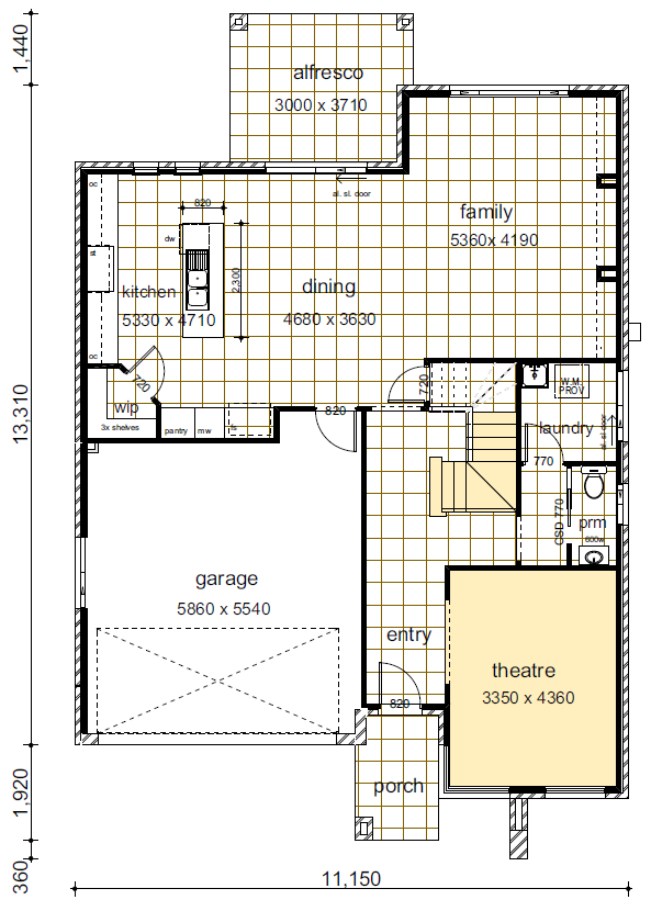 Denison 30 ground floor design with garage